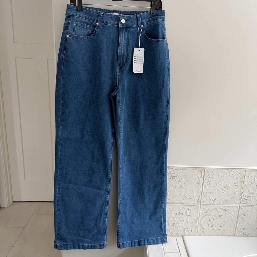 ETTELO Denim Collection Wide Leg Jeans Blue Size 12 High Rise